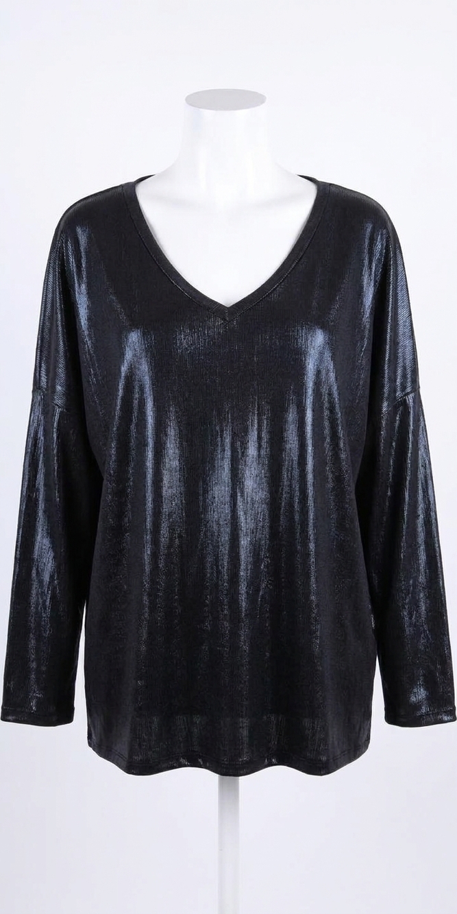 NEW GIGI MODA luminare v-neck top in black